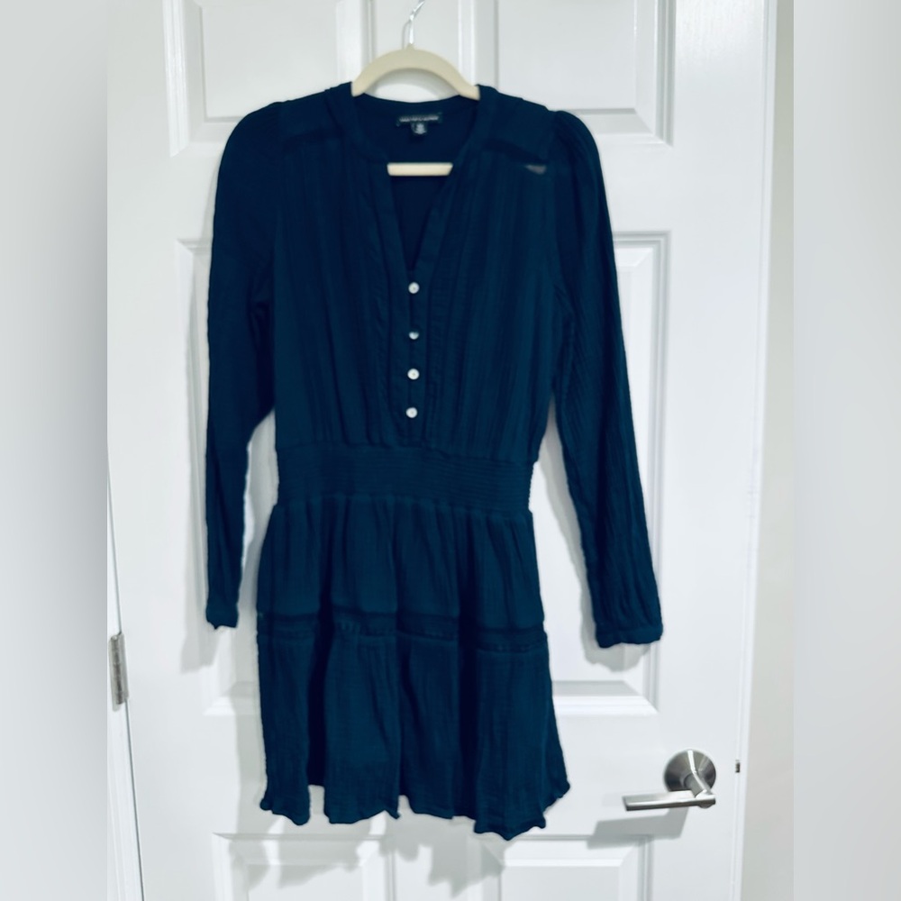 Saks Fifth Avenue 💯 cotton Navy Blue Dress - XS